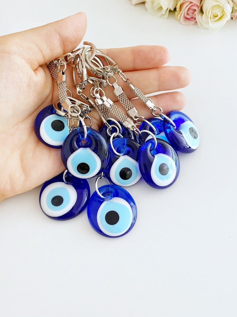 Blue Evil Eye Keychain, Glass Evil Eye Bead, Greek Evil Eye – Evileyefavor