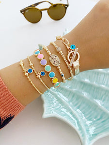 Elegant Evil Eye Bracelet, Gold Bangle Bracelet, Gold Chain Bracelet