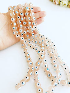 12mm Pink Evil Eye Beads, Set of 35 Glass Beads, Mal de Ojo Bead