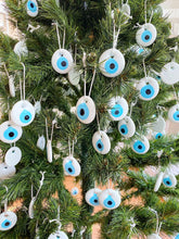Christmas Tree Ornaments, White Evil Eye Bead, Evil Eye Decor, Glass Bead