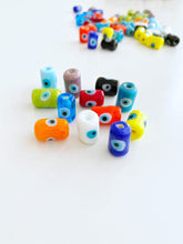 Tube Evil Eye Murano Beads, 1 to 10 pcs Glass Tube Beads, Evil Eye Jewelry Supply