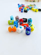 Tube Evil Eye Murano Beads, 1 to 10 pcs Glass Tube Beads, Evil Eye Jewelry Supply