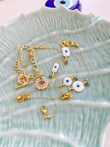 Gold Evil Eye Bracelet, Mother of Pearl Bracelet, Evil Eye Jewelry, Gold Chain
