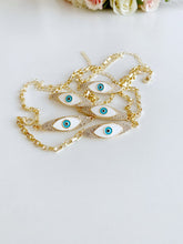 Gold Chain Evil Eye Link Bracelet, Evil Eye Bracelet, Chuncky Chain Bracelet