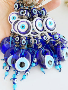 Evil Eye Keychain, Blue Glass Evil Eye, Greek Evil Eye Keyring