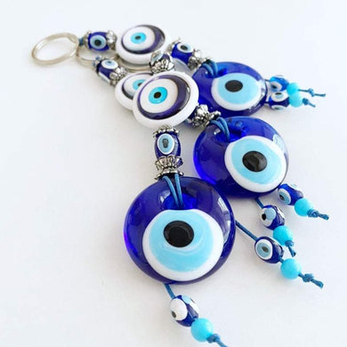 Evil Eye Keychain, Blue Glass Evil Eye, Greek Evil Eye Keyring