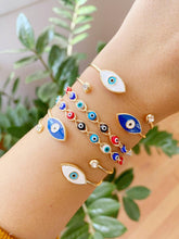 Gold Evil Eye Bracelet, Multi-color Evil Eye Bracelet, Cuff Bracelet