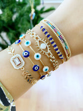 Blue Evil Eye Bracelet, Bangle Evil Eye Bracelet, Gold Chain Bracelet