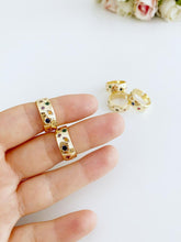 Gold Wide Band Ring, Adjustable Ring, Stacking Zircon Ring
