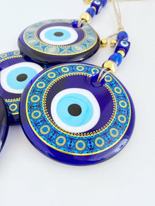 Evil Eye Wall Hanging, Patterned Wall Hanging, Painted Evil Eye Home Decor (9-13cm)