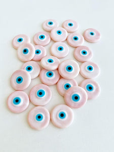 Pink Evil Eye Cabochons, Murano Glass Cabochon, Handmade Evil Eye Cabochon