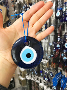1 pcs Evil Eye Bead, Blue Glass 7cm Handmade Evil Eye Bead, Lucky