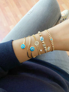 Gold Evil Eye Bracelet, Bangle Bracelet, Pandora Bracelet