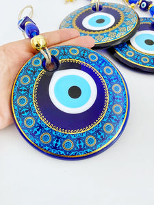 Evil Eye Wall Hanging, Patterned Wall Hanging, Painted Evil Eye Home Decor (9-13cm)