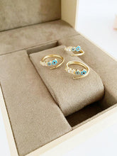 Evil eye ring, zircon evil eye charm ring, gold ring