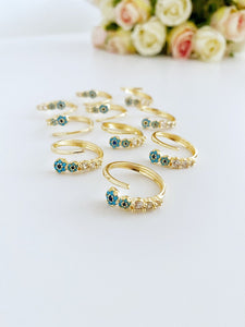Adjustable Gold Ring with Turquoise Bead, 1 to 10 BULK