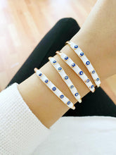 Evil Eye Bracelet, White Band Bracelet, Cuff Bracelet