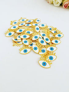 Gold Evil Eye Charm, Evil Eye Pendant, Eye-shaped Bead