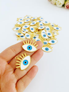 Gold Evil Eye Charm, Evil Eye Pendant, Eye-shaped Bead