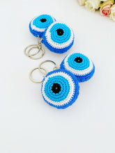 Blue Evil Eye Keychain, Macrame Keychain, Handknitting keychain
