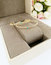 Gold Cuff Bracelet, Evil Eye Charm Bracelet, Stacking Bangle, Curb Chain Bracelet