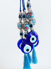 Blue Evil Eye Wall Hanging, Ceramic Charm, Evil Eye Home Decor