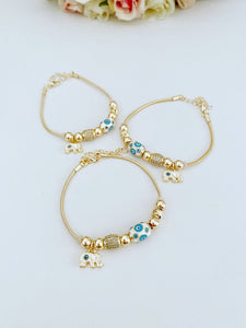 Lucky Charm Evil Eye Bracelet, Gold Chain Bracelet, Evil Eye Jewelry