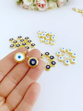 Shiny Gold Evil Eye Beads, Brass Evil Eye Charm, Evil Eye Necklace