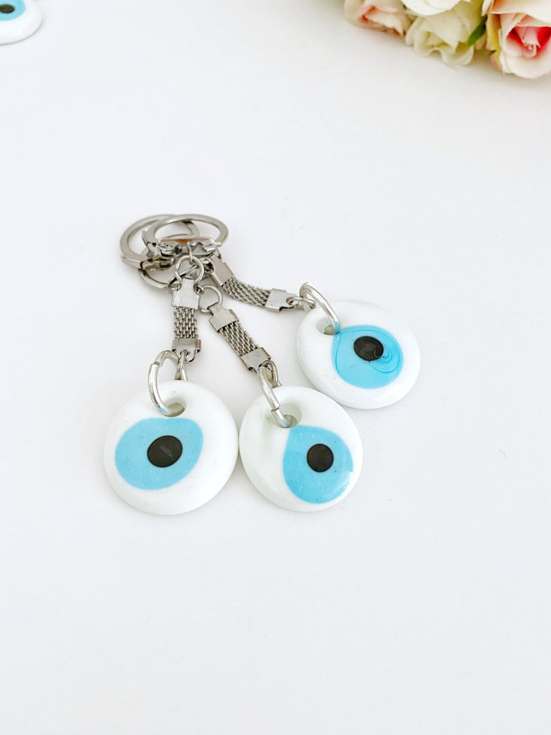 2 PCS Evil Eye Keychain, Bright Colored Evil Eyeballs Amulet
