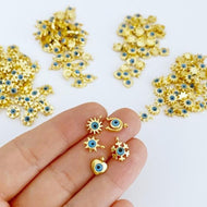 5 pcs Gold Mini Evil Eye Charm, Mini Evil Eye Pendant, Heart Star Horseshoe Snowflake Charms