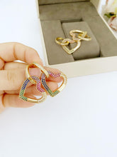 Dangle Heart Earrings, Valentine’s Day Gift, Wedding Heart Earrings, Rainbow