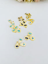 Gold Evil Eye Charm, 5pcs Evil Eye Pendant, Blue White Evil Eye, Round Teardrop Evil Eye