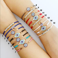 Evil eye bracelet, zircon charm bracelet, adjustable string bracelet