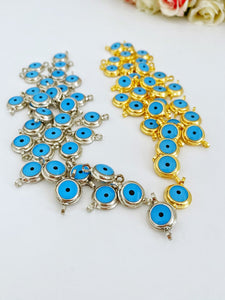 Gold Evil Eye Beads, Evil Eye Connectors, Brass Evil Eye Charm, DIY