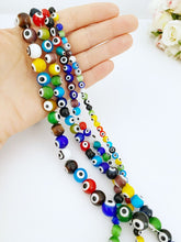 Assorted Evil Eye Beads, Round Evil Eye Beads, 6mm to 12mm, Lampwork Glass Beads