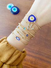 Evil Eye Bracelet, Gold Adjustable Bracelet, Cuff Bracelet, Bird Charm