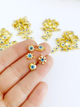 5 pcs Gold Mini Evil Eye Charm, Mini Evil Eye Pendant, Heart Star Horseshoe Snowflake Charms