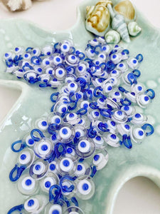 5 pcs Clear Evil Eye Beads, evil eye charm, murano glass beads, blue evil eye
