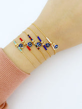 Gold Evil Eye Bracelet, Miyuki Bead Bracelet, Blue Evil Eye Charm, Seed Beads