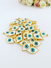 Gold Evil Eye Charm, Tiny Evil Eye Charm, White Evil Eye Pendant
