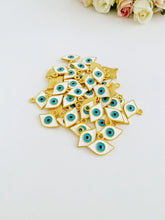 Gold Evil Eye Charm, Tiny Evil Eye Charm, White Evil Eye Pendant