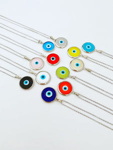 Silver Murano Evil Eye Necklace, Handmade Murano Bead, Lucky Charm Necklace