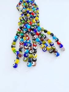 Evil Eye Beads, 10 mm Round Multicolor Evil Eye Beads, Lucky Evil Eye Beads