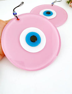 Evil Eye Wall Decor, Pink Evil Eye Glass Bead, Handmade Evil Eye Wall Hanging