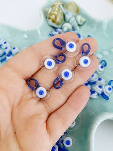 Murano Evil Eye Beads 100 pcs, Clear Evil Eye Beads, Blue Evil Eye
