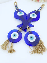 Lucky Evil Eye Wall Hanging, Blue Fish Evil Eye Bead, Handmade Glass Home Decor