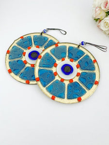 Handmade Glass Evil Eye Bead, Evil Eye Wall Hanging, Blue Evil Eye Bead, Fused