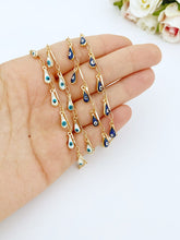 Evil Eye Bracelet, Teardrop Evil Eye Beads, Gold Chain Bracelet, Blue White Eye