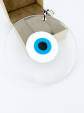 Clear Evil Eye Bead, Handmade Glass Evil Eye Wall Hanging, Murano Glass