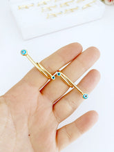 Evil Eye Ring, Double Bar Minimalist Ring, Gold Line Ring, Adjustable Ring